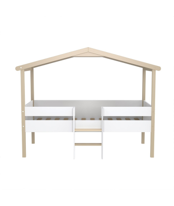 Lit cabane enfant PILOTI 90x190 avec sommier Blanc la livraison gratuite