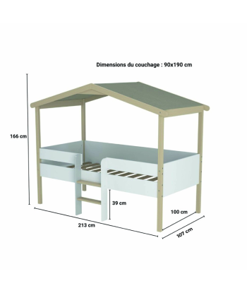 Lit cabane enfant PILOTI 90x190 avec sommier Blanc la livraison gratuite