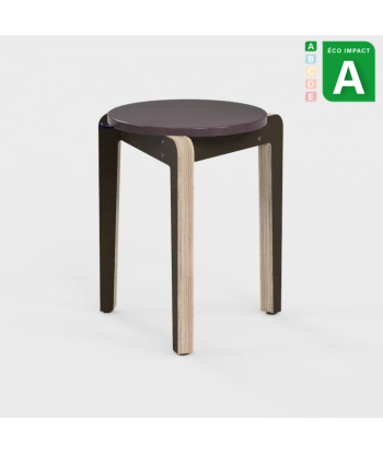 Tabouret Valmy en bois et textile upcyclés sur le site 