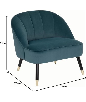 Fauteuil En Velours Naova Bleu Canard livraison gratuite