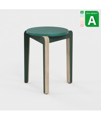 Tabouret Valmy en bois et textile upcyclés sur le site 