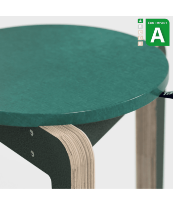 Tabouret Valmy en bois et textile upcyclés sur le site 