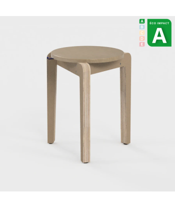 Tabouret Valmy en bois et textile upcyclés sur le site 