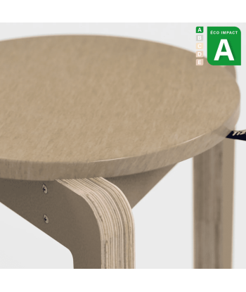 Tabouret Valmy en bois et textile upcyclés sur le site 