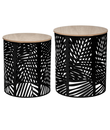 Lot de 2 tables cafe Feuille Noires Les êtres humains sont 