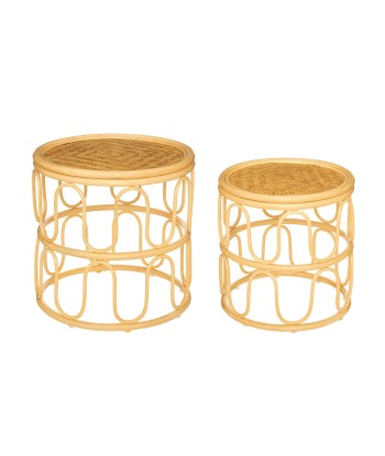 Lot De 2 Tables Café Henriette Rotin Beige de France