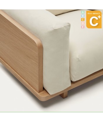 Canapé Oaq 3 places en tissus recyclé beige, Long. 225 cm Paris Déstockage Promo