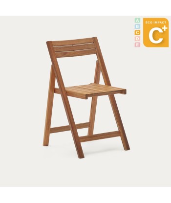 Lot de 2 chaises de jardin pliante Sadirar en bois massif d'acacia d'Europe débarque