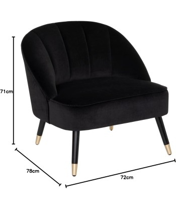 Fauteuil En Velours Naova Noir solde