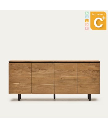 Buffet Uxue 4 portes en bois d'acacia massif - Dim.200 x 88 cm s'inspire de l'anatomie humaine