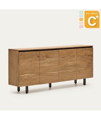 Buffet Uxue 4 portes en bois d'acacia massif - Dim.200 x 88 cm s'inspire de l'anatomie humaine