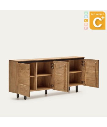 Buffet Uxue 4 portes en bois d'acacia massif - Dim.200 x 88 cm s'inspire de l'anatomie humaine