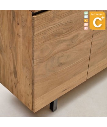 Buffet Uxue 4 portes en bois d'acacia massif - Dim.200 x 88 cm s'inspire de l'anatomie humaine