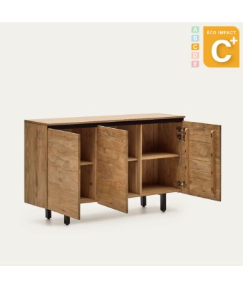 Buffet Uxue 3 portes en bois d'acacia massif - Dim.150 x 88 cm Paris Déstockage Promo