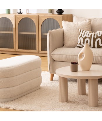 Pouf Coffre De Rangement Giulia Bouclette Blanc en ligne des produits 