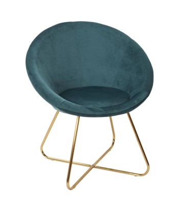 Fauteuil En Métal Et Velours Karl Bleu Canard Jusqu'à 80% De Réduction