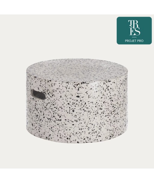 Table basse de jardin Jenell en terrazzo blanc de Ø 52 cm solde