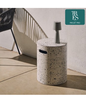 Repose-pieds de jardin Jenell en terrazzo blanc de Ø 35 cm Fin de série