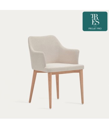 Chaise Croft en tissu chenille et pieds en bois massif de frêne - Kave Home Comparez plus de prix