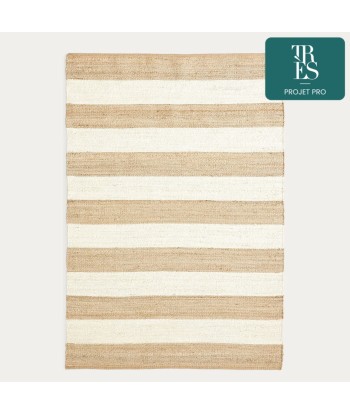 Tapis Rovira à rayures naturel et blanc, Dim. 230x 160 cm soldes