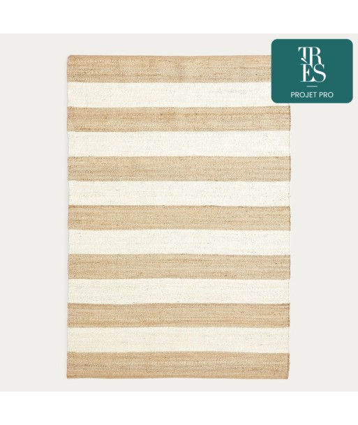 Tapis Rovira à rayures naturel et blanc, Dim. 230x 160 cm soldes