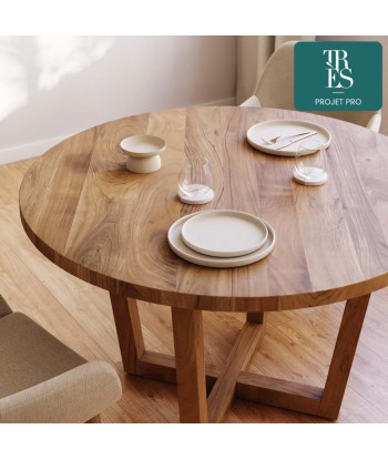 Table ronde Nahla en bois massif d'acacia  Ø 90cm Comment ça marche