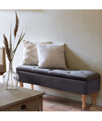 Banc Coffre Atelier D'hiver En Velours Gris Venez acheter