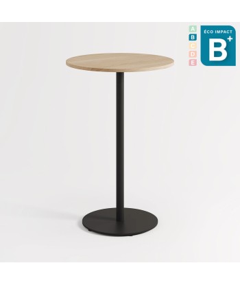 Table haute ronde MOKA en chêne massif, Haut.105cm rembourrage situé sous