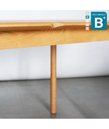 Table RUA CHA extensible en bois massif, Long.180-230cm À commander