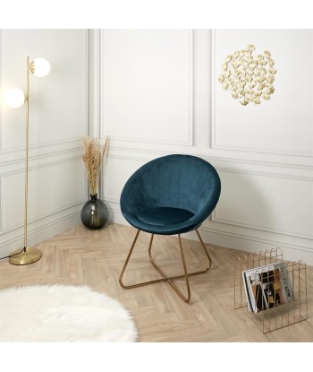 Fauteuil En Métal Et Velours Karl Bleu Canard Jusqu'à 80% De Réduction