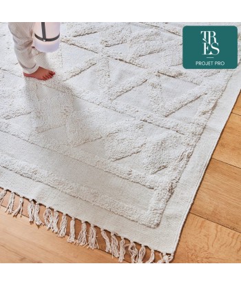 Tapis Dabria 100% coton beige 140 x 200 cm livraison gratuite