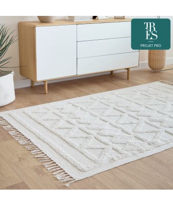 Tapis Dabria 100% coton beige 140 x 200 cm livraison gratuite