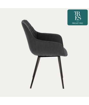 Chaise Amira gris foncé et pieds en acier finition noire ouvre sa boutique