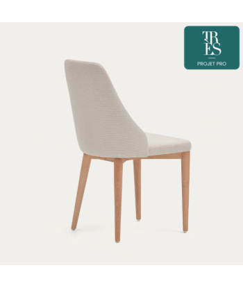 Chaise Rosie en chenille beige et pieds en bois massif sélection de produits