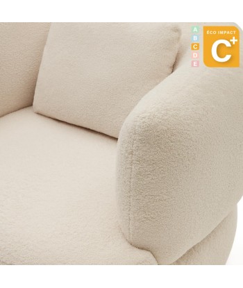 Fauteuil Martina en bouclette écru avec coussin l'évolution des habitudes 