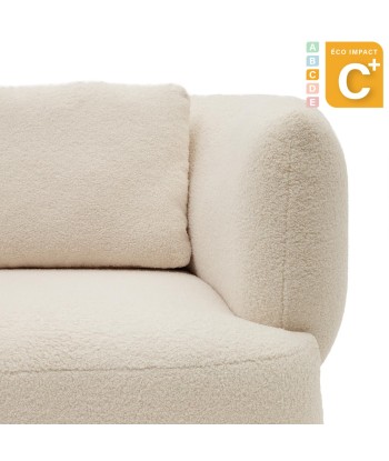 Fauteuil Martina en bouclette écru avec coussin l'évolution des habitudes 