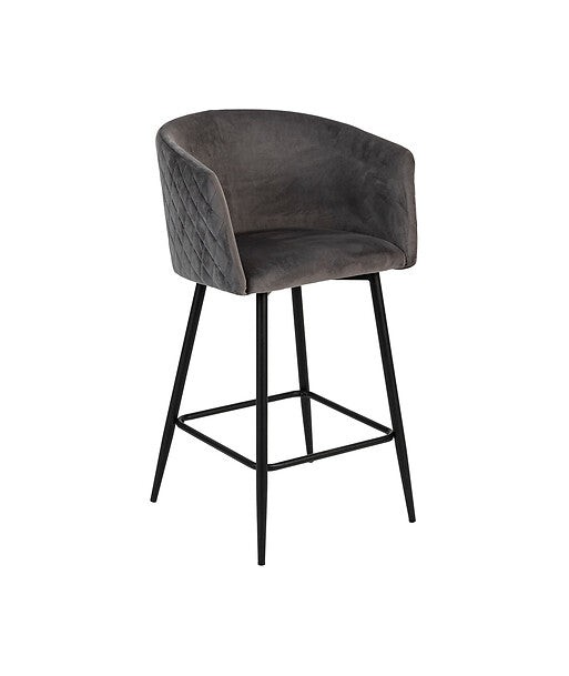 Fauteuil De Bar Marlo En Velours Gris basket pas cher