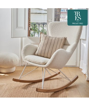 Fauteuil à bascule Vania bouclette blanc en ligne