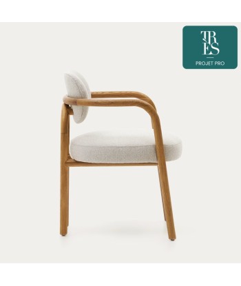 Chaise Melqui beige en bois massif de chêne 2023