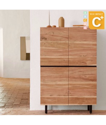 Buffet Uxue haut en bois d'acacia massif - Dim. 100 x 155 cm solde