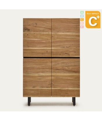 Buffet Uxue haut en bois d'acacia massif - Dim. 100 x 155 cm solde