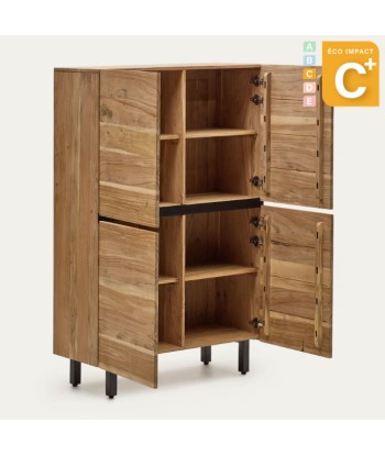 Buffet Uxue haut en bois d'acacia massif - Dim. 100 x 155 cm solde